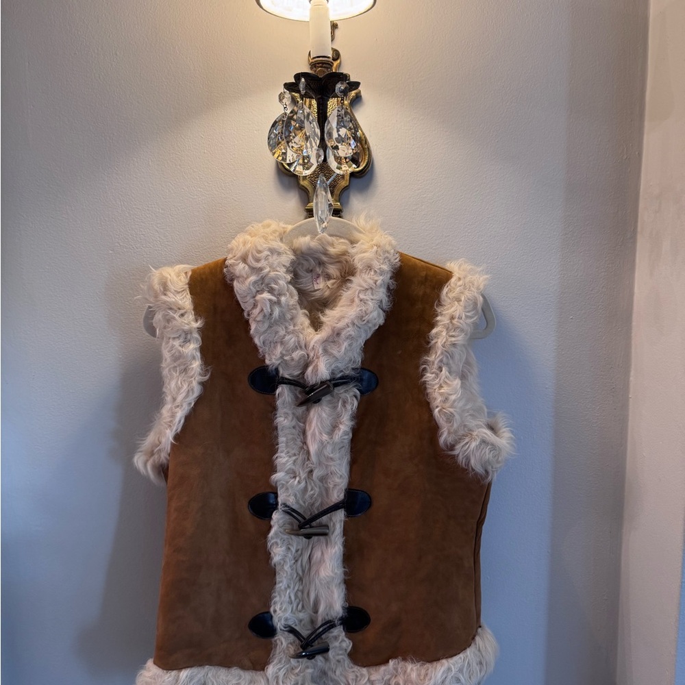 Joie chestnut brown  and Cream Sheepskin Fur Vest